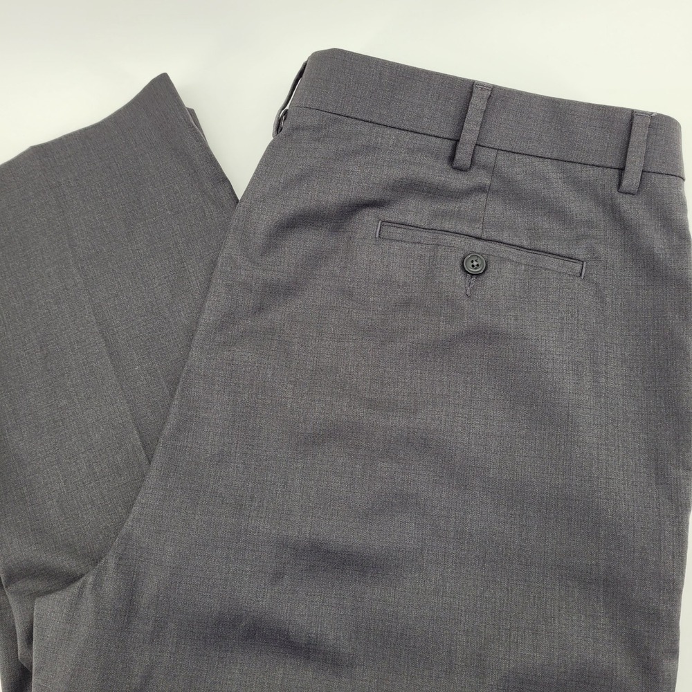Roundtree & Yorke TravelSmart Mens 44x32 Dress Pants Gray Flat Front Office